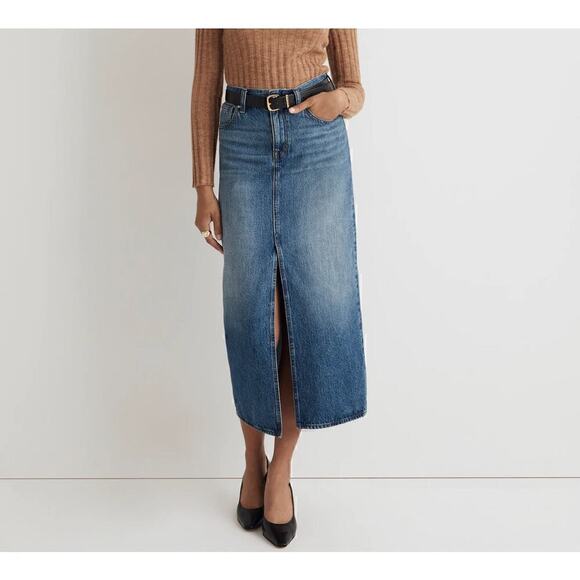 Madewell Women's Denim Mid-Rise Maxi Skirt in Pratt Wash Pratt Wash size 33 - Picture 1 of 16